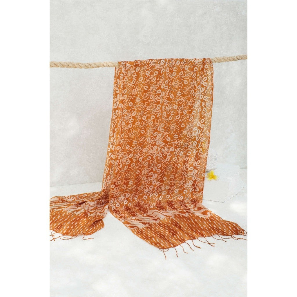 Syal Batik Sutra Daun Kopi - Gold - 45