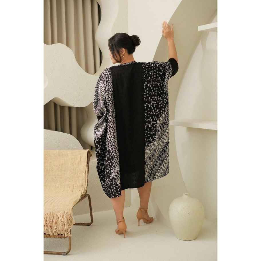 Kaiyana Kaftan Batik Dress - Black