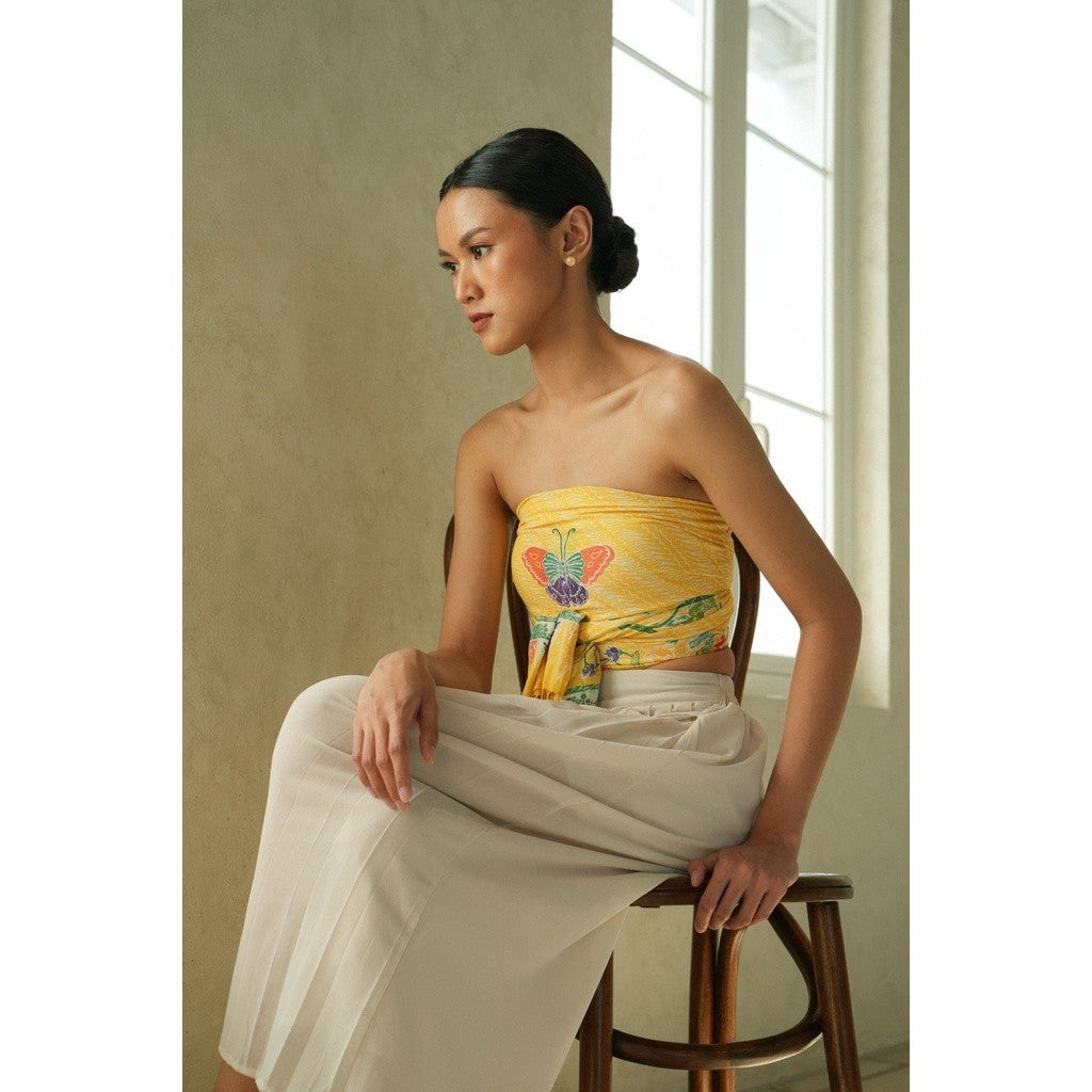 Selendang Batik Encim Plain Yellow