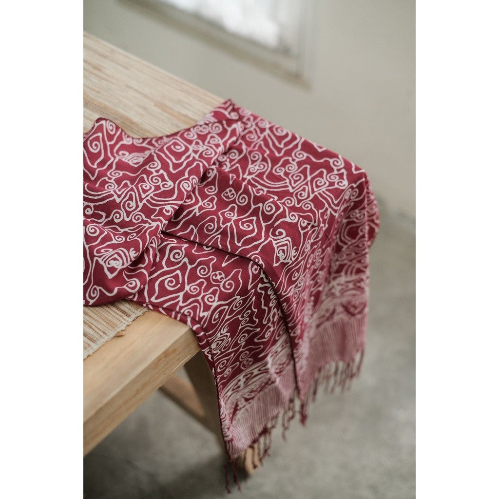 Scarf Batik TCN Mega Mendung Maroon Red