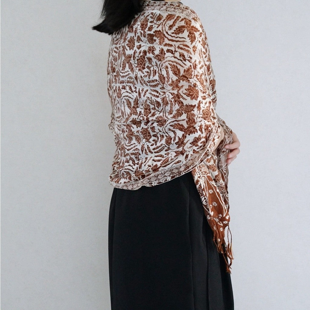 Syal Batik Sutra Brown 06