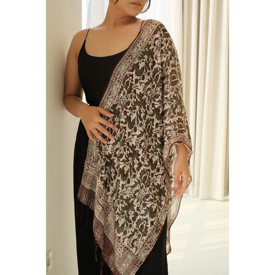 Syal Batik Sutra Taman Baluran - Green