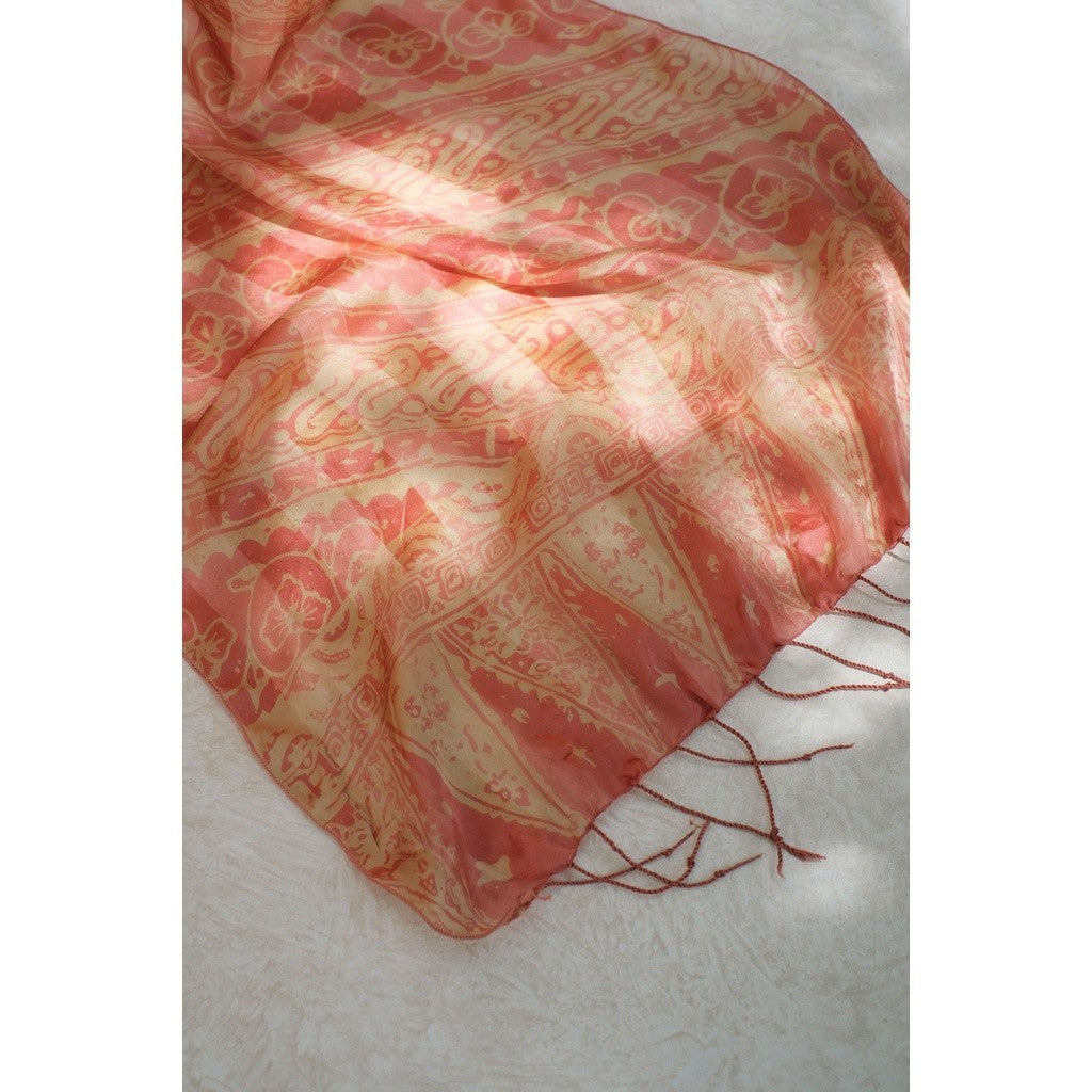 Syal Batik Sutra Parang Bunga - Pink - 45