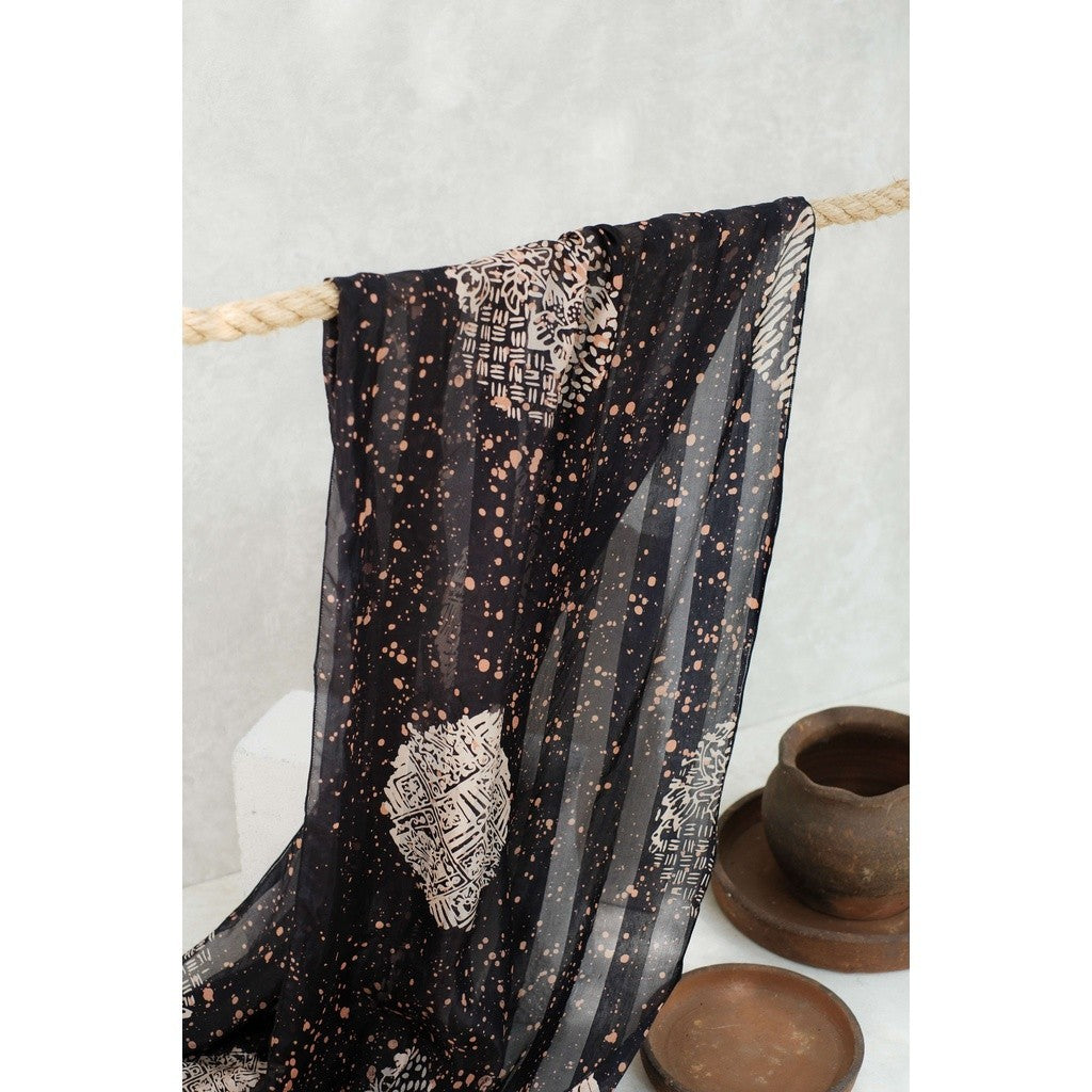 Syal Batik Sutra Jupri - Black - 45