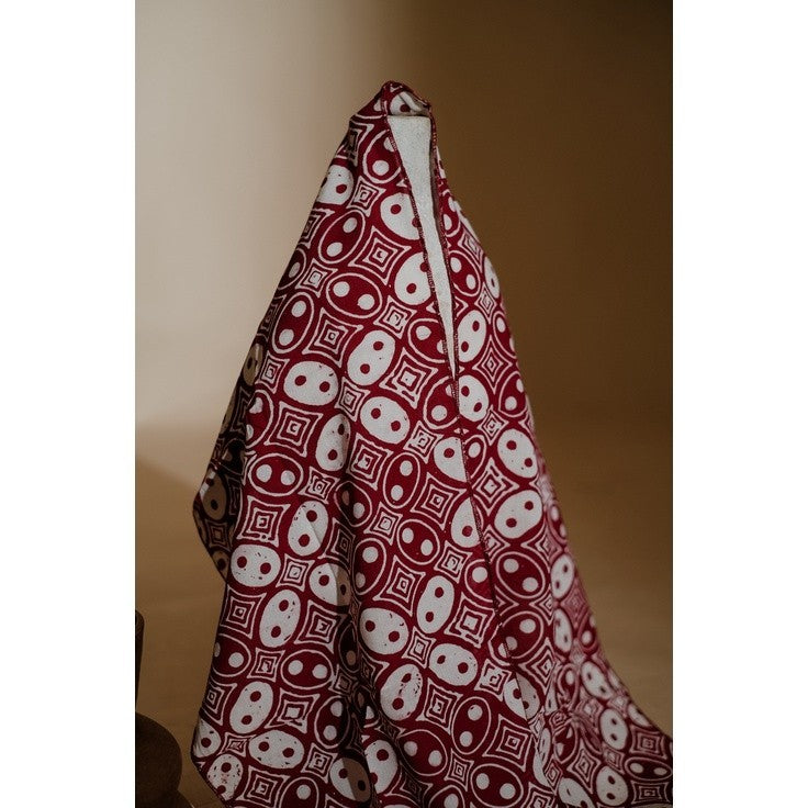 Scarf Batik TCN Kawung Maroon Red