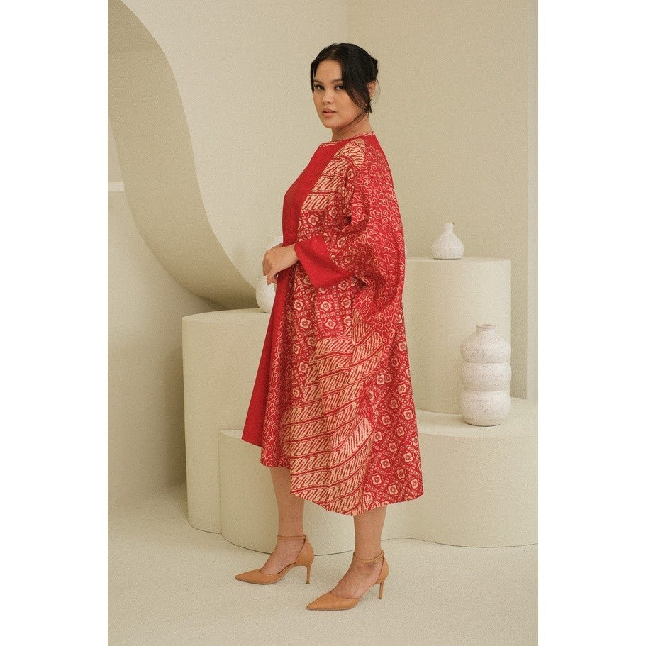 Kaiyana Kaftan Batik Dress - Red