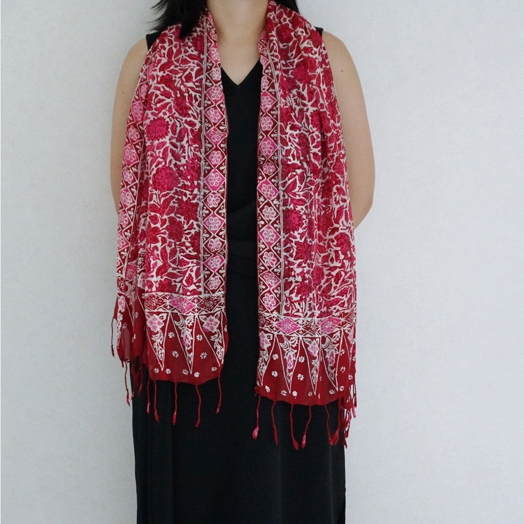 Syal Batik Sutra Pink 07