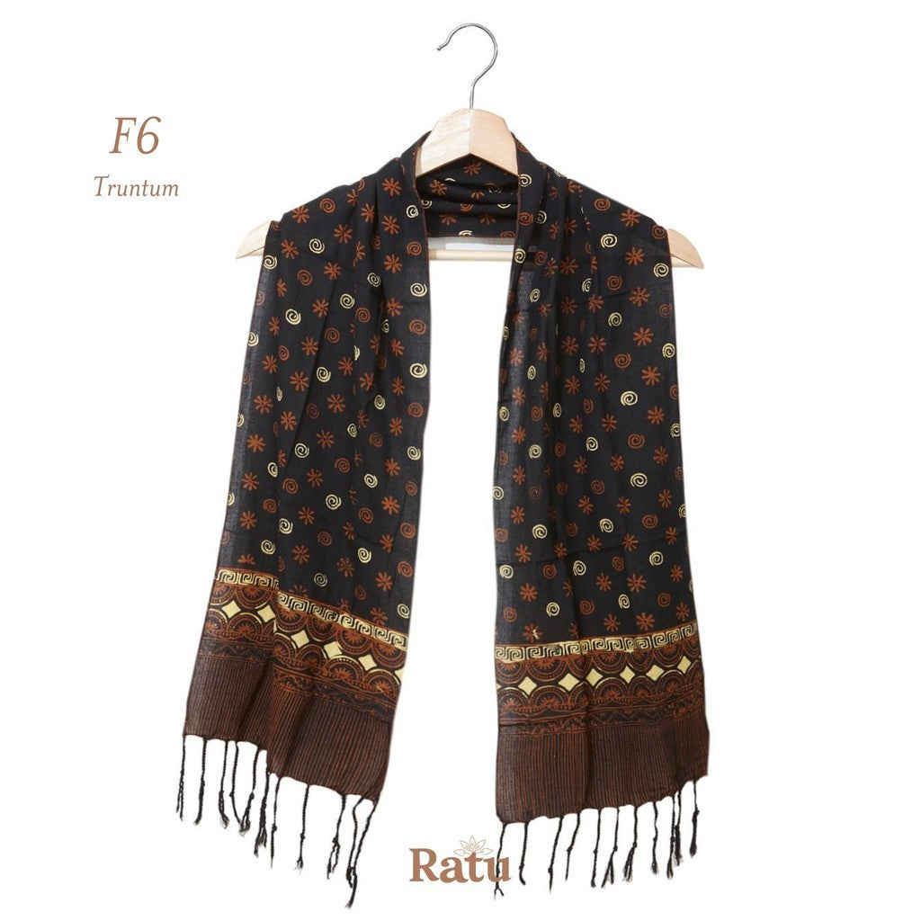 Syal Katun Paris Batik 25x140 F6 Sogan / Selendang / Scarf
