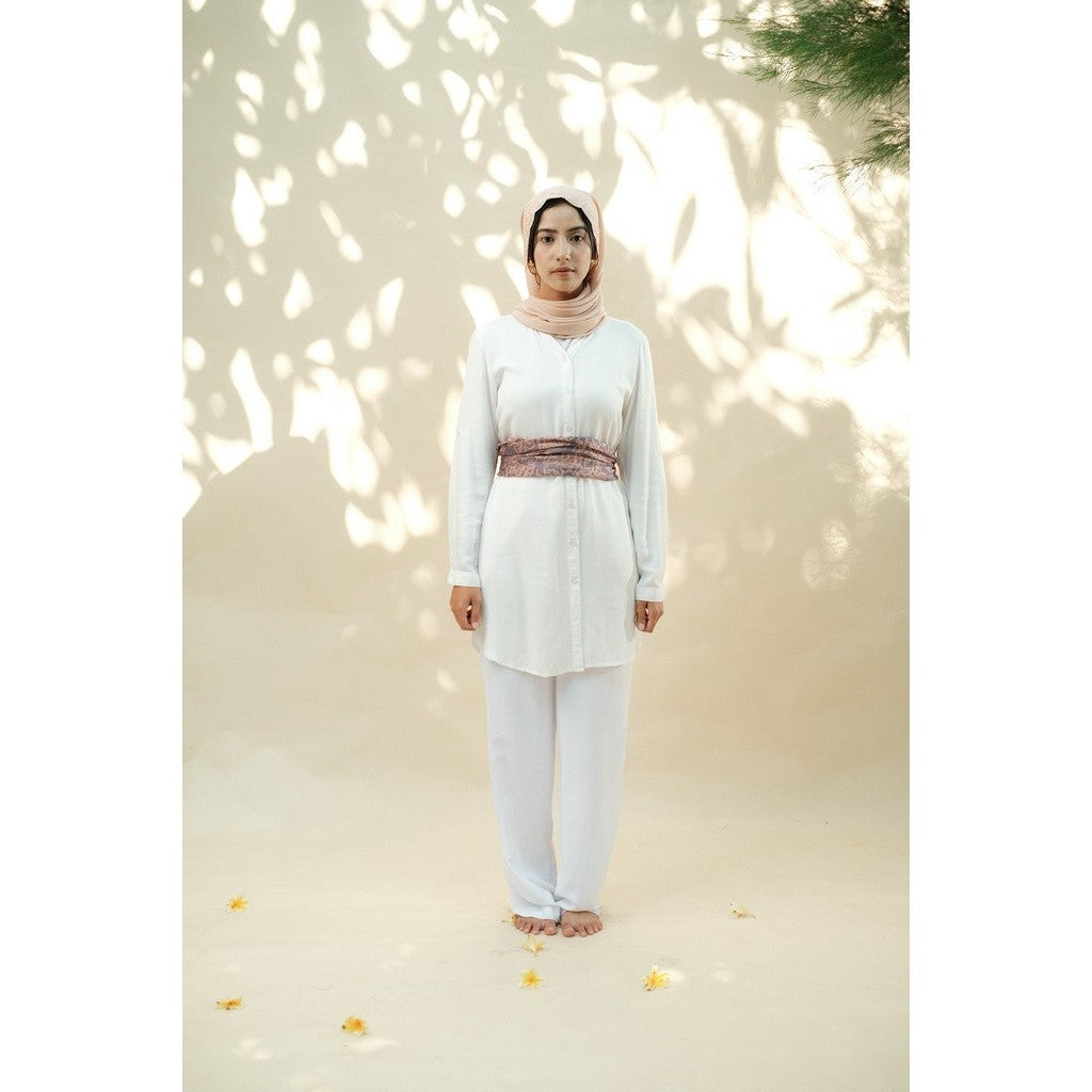 Embroidery Hijab Shawl - Flora - Almond