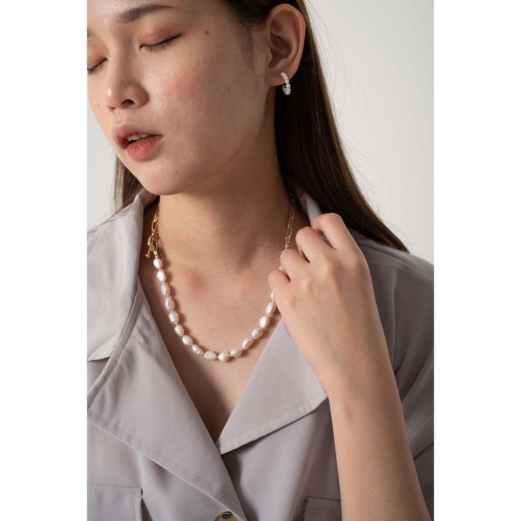 Mika-Freshwater Pearl Necklace Gold Plated/Kalung Mutiara Wanita