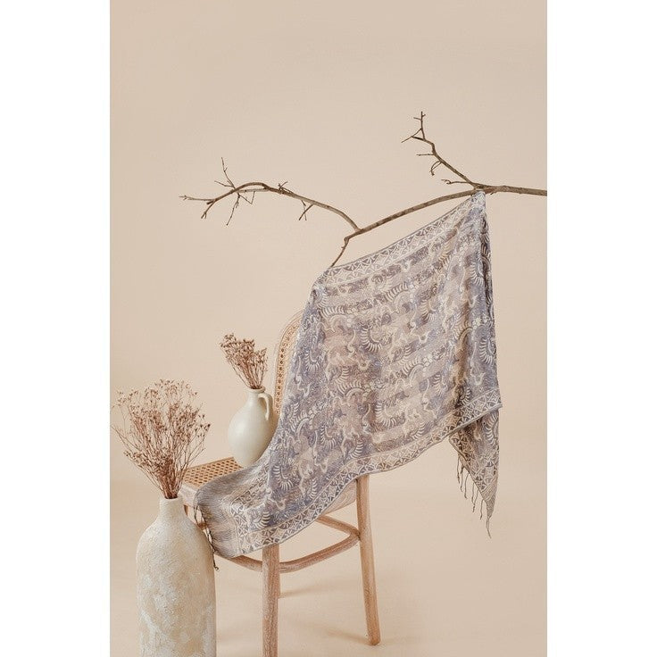 Syal Batik Sutra Pastel Blue 02