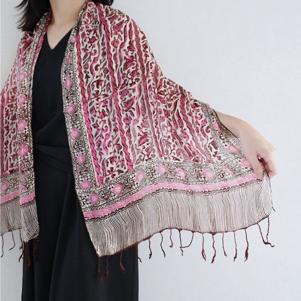 Syal Batik Sutra Pink 08