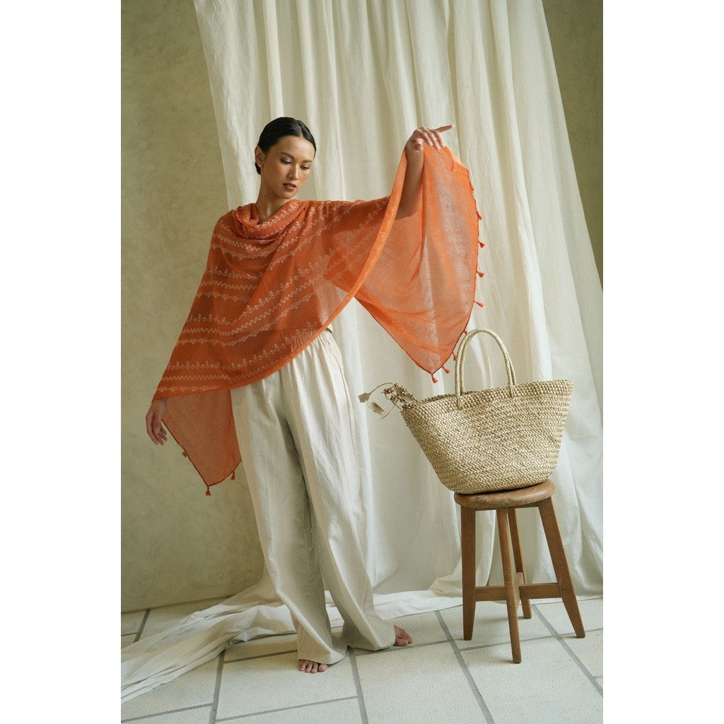 Joya Orange Shawl / Selendang Batik