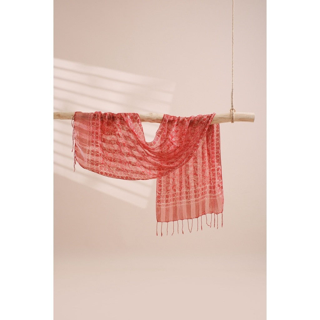 Syal Batik Sutra Red 01