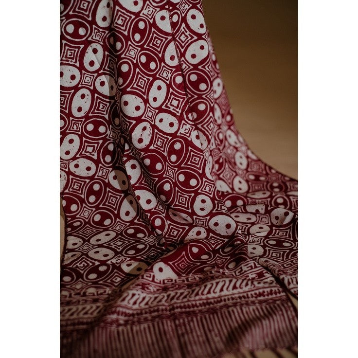 Scarf Batik TCN Kawung Maroon Red