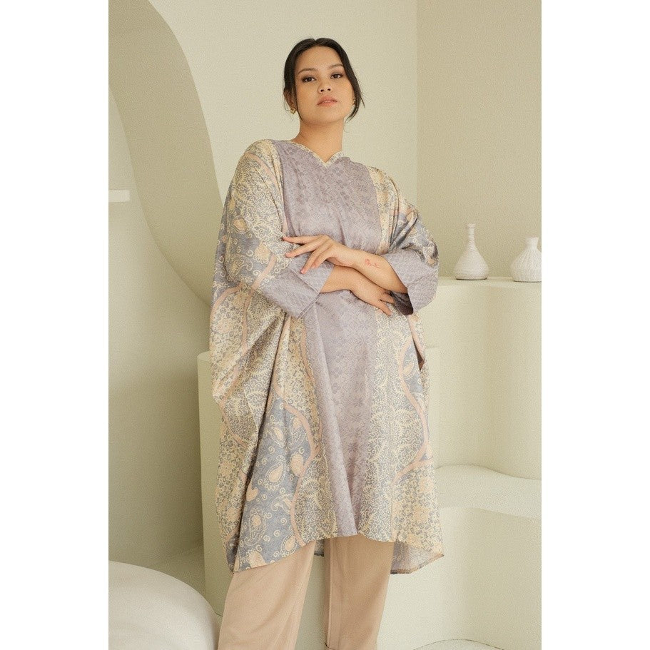 Kaiyana Kaftan Batik Dress - Light Blue