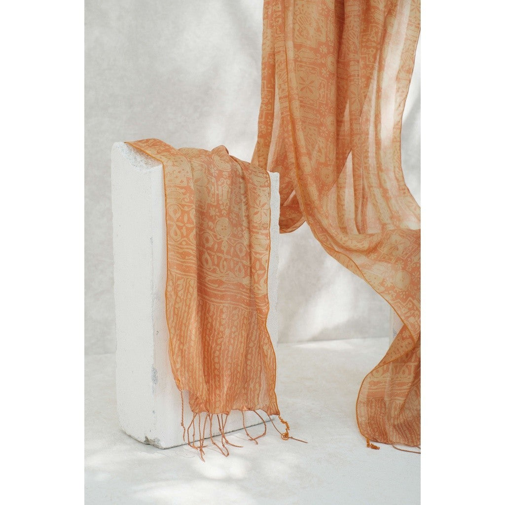 Syal Batik Sutra Kotak Kancing - Gold - 45