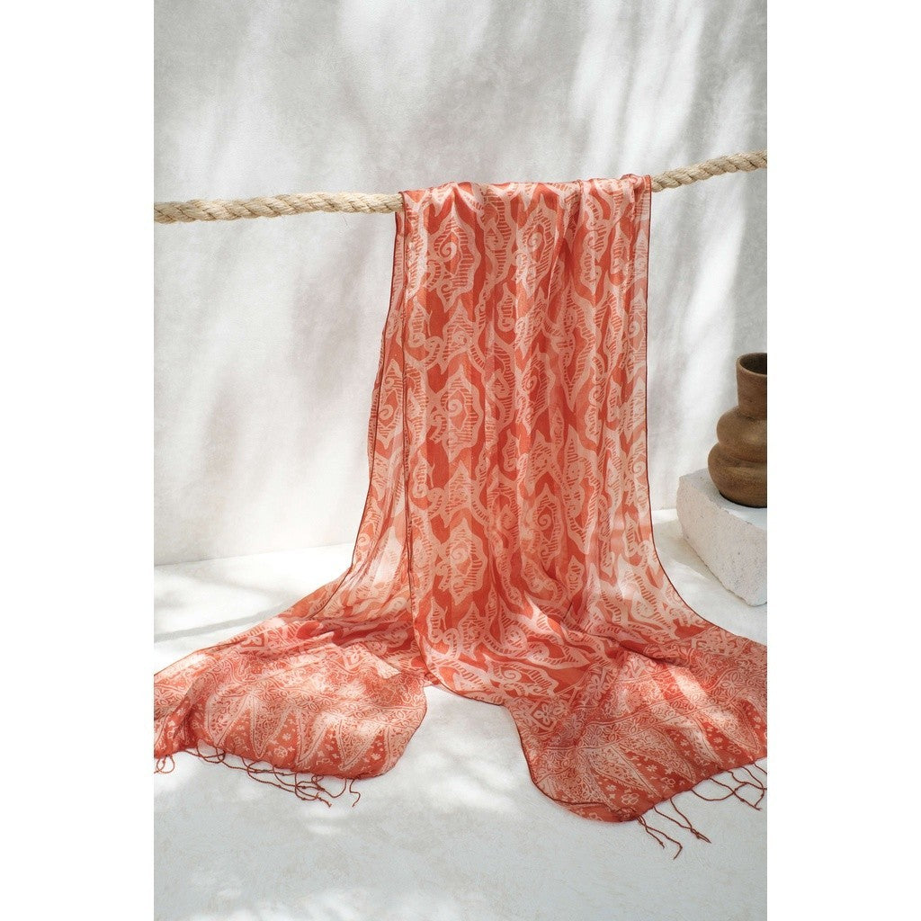 Syal Batik Sutra Mega Mendung - Pink - 45