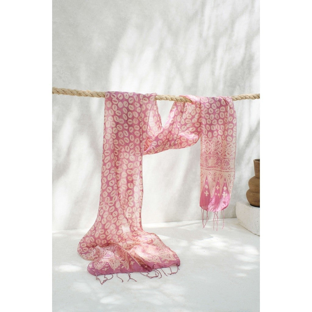 Syal Batik Sutra Biji Kopi - Purple - 45