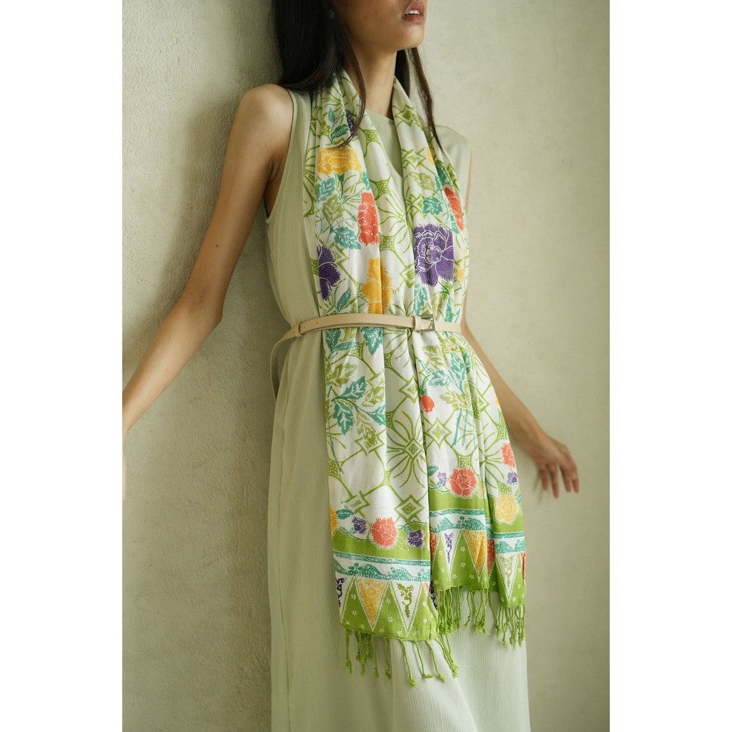 Selendang Batik Encim Kawung Green
