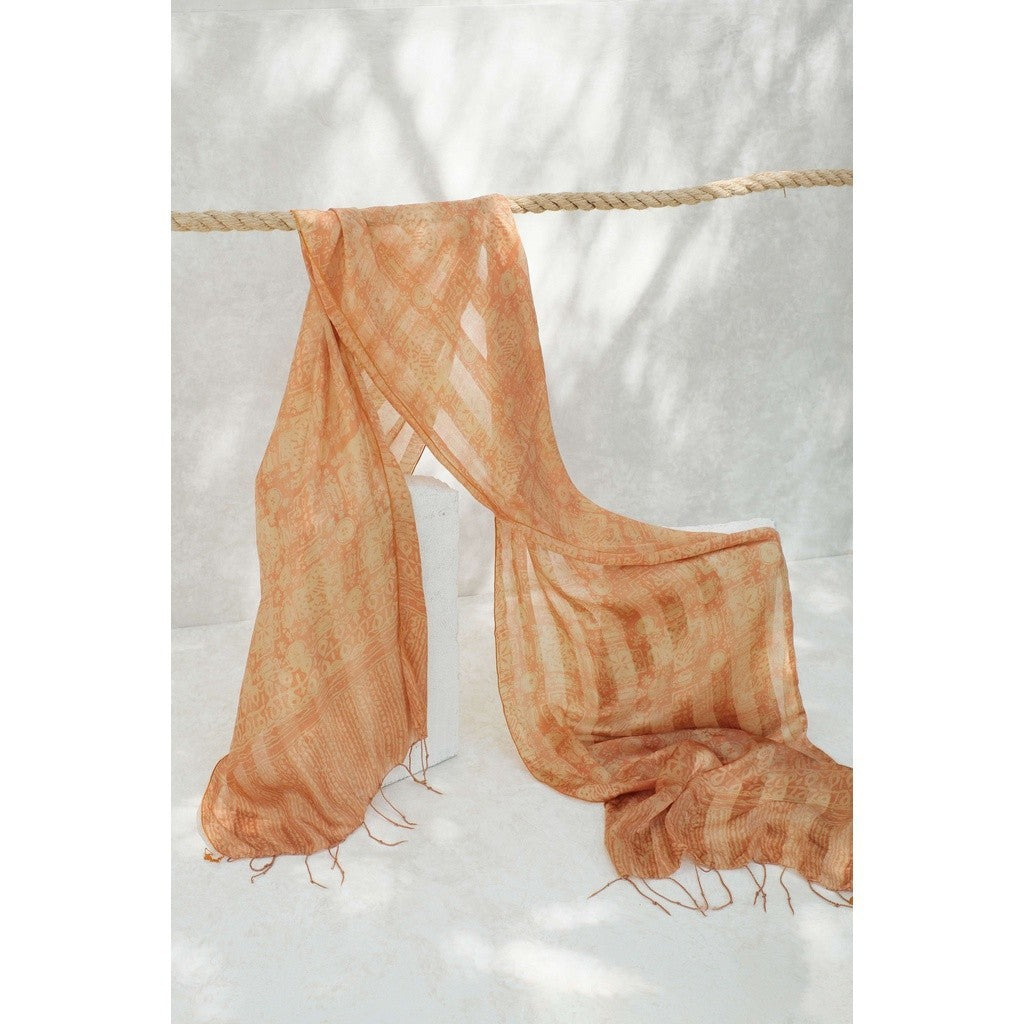 Syal Batik Sutra Kotak Kancing - Gold - 45