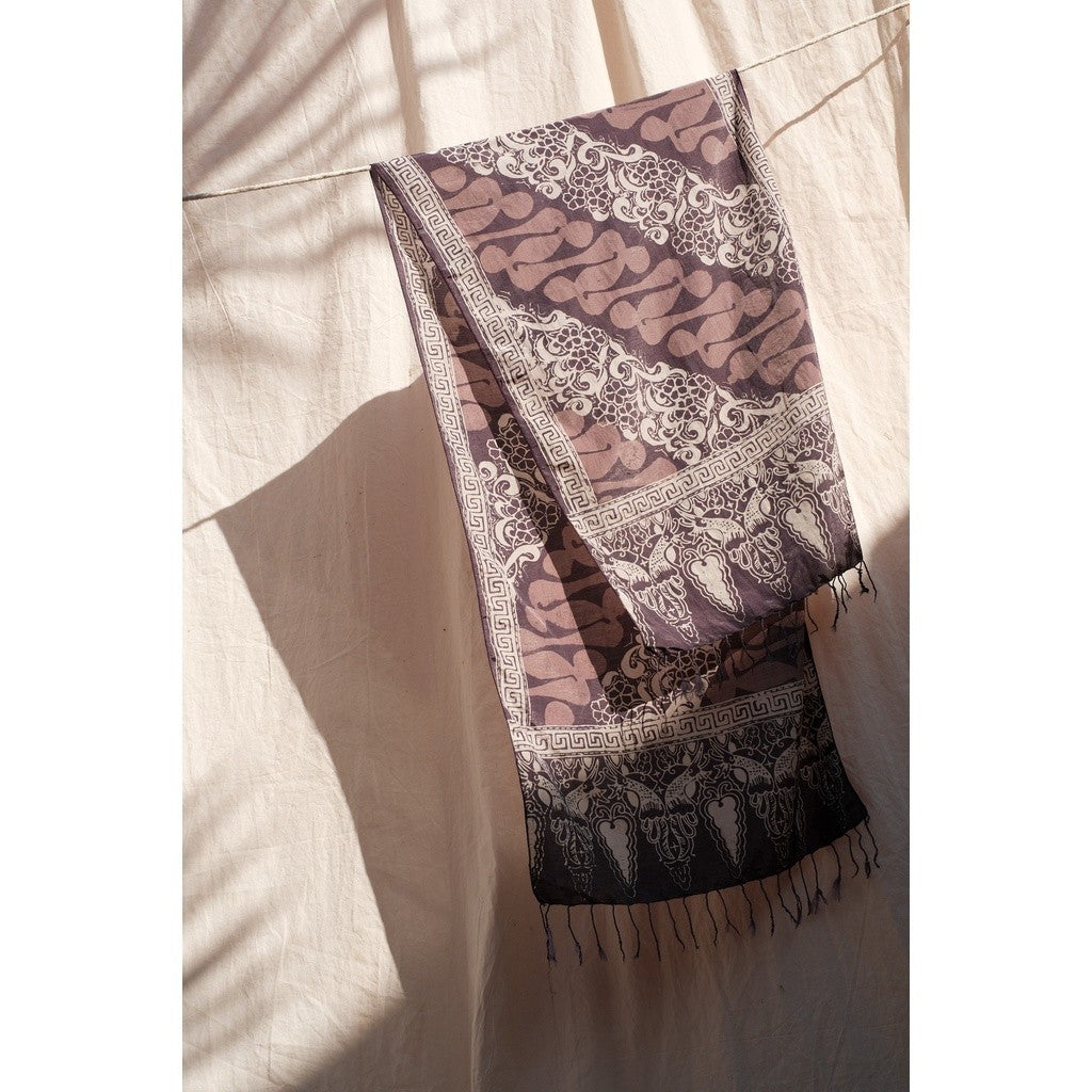 Scarf Batik Bunga Parang - Abu