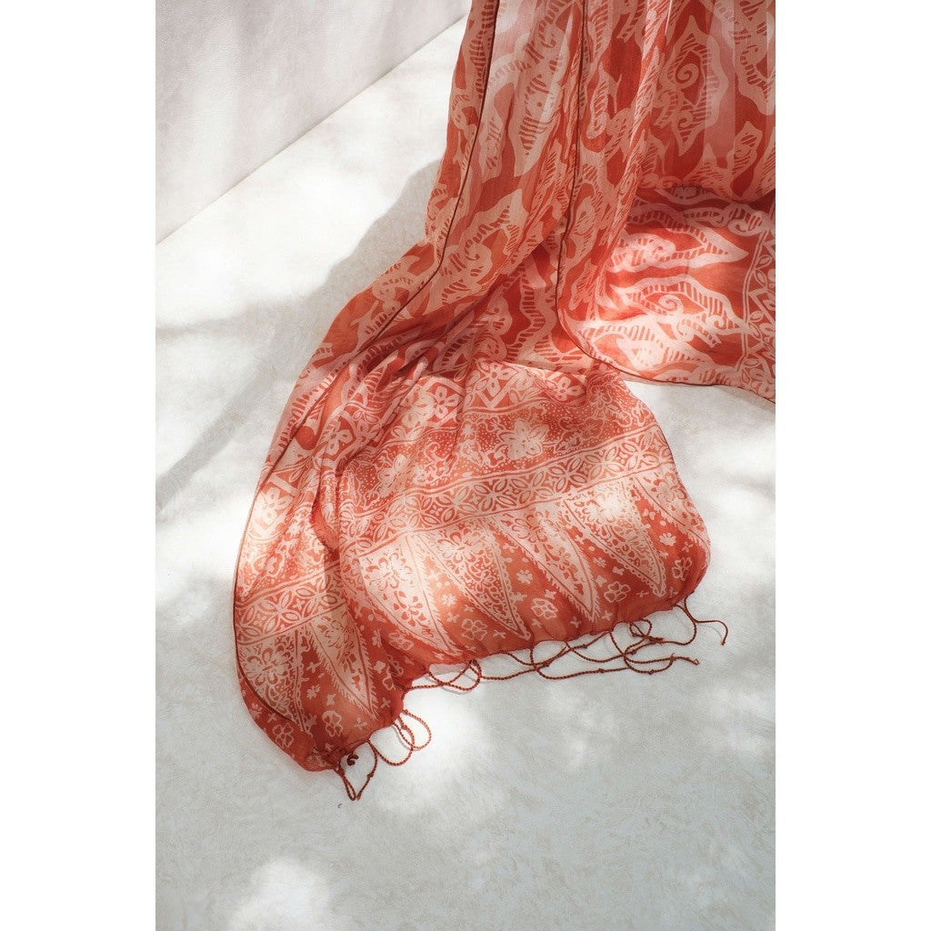 Syal Batik Sutra Mega Mendung - Pink - 45