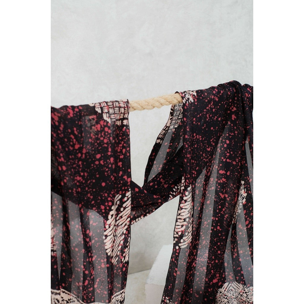 Syal Batik Sutra Jupri - Black Red - 45