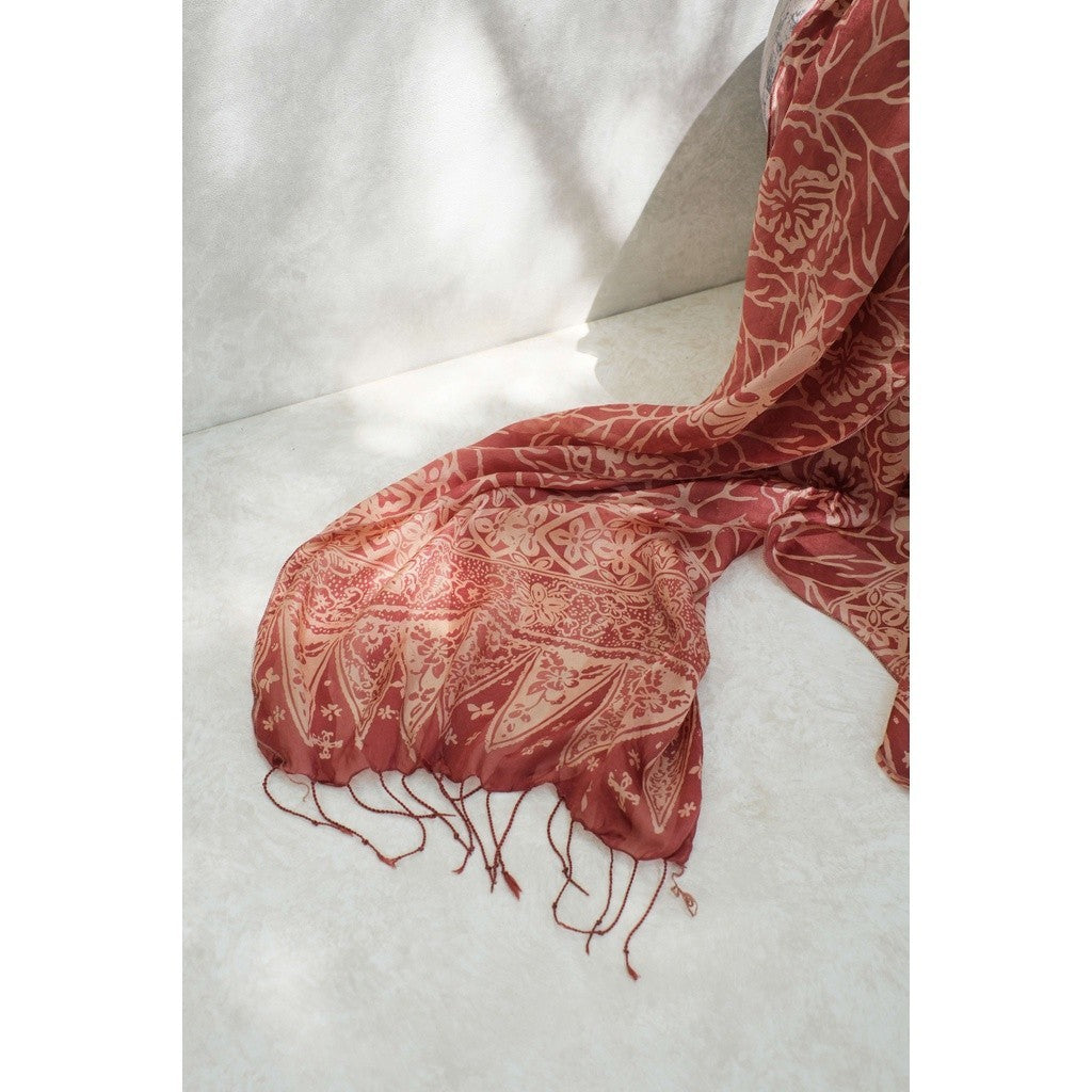 Syal Batik Sutra Ranting - Pink - 45