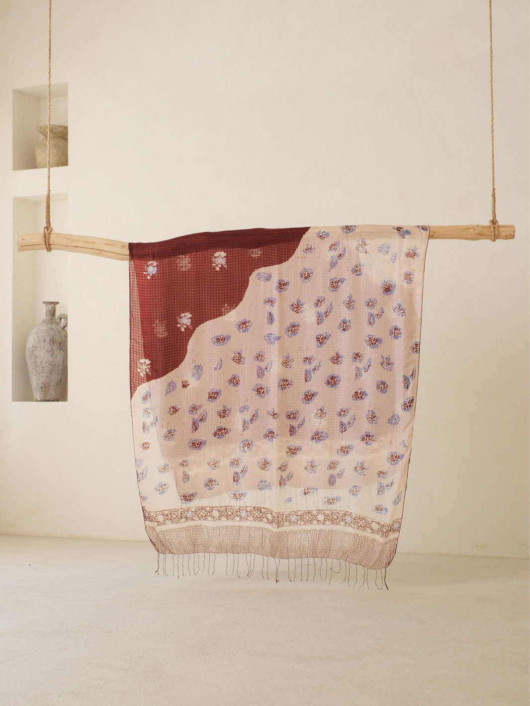 Selendang Sutra Batik - Selaras Brown Pink 2