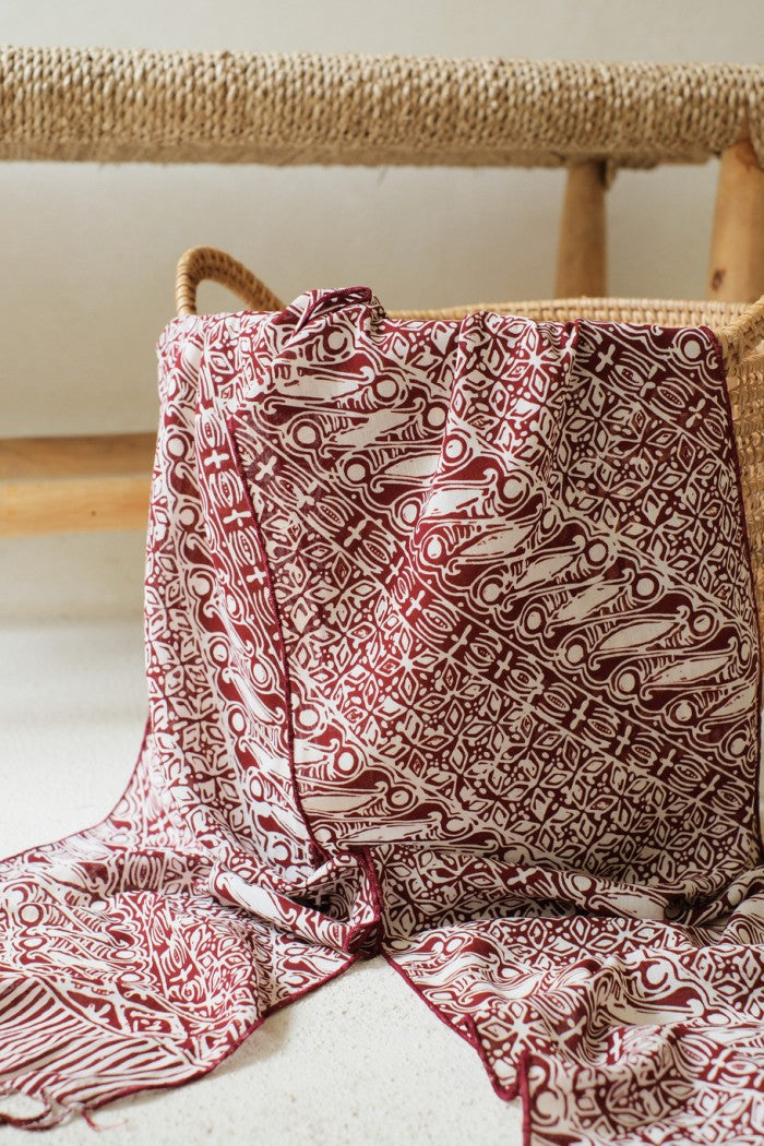 Scarf Batik TCN Parang Kawung Maroon