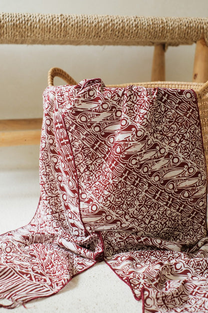 Scarf Batik TCN Parang Kawung Maroon