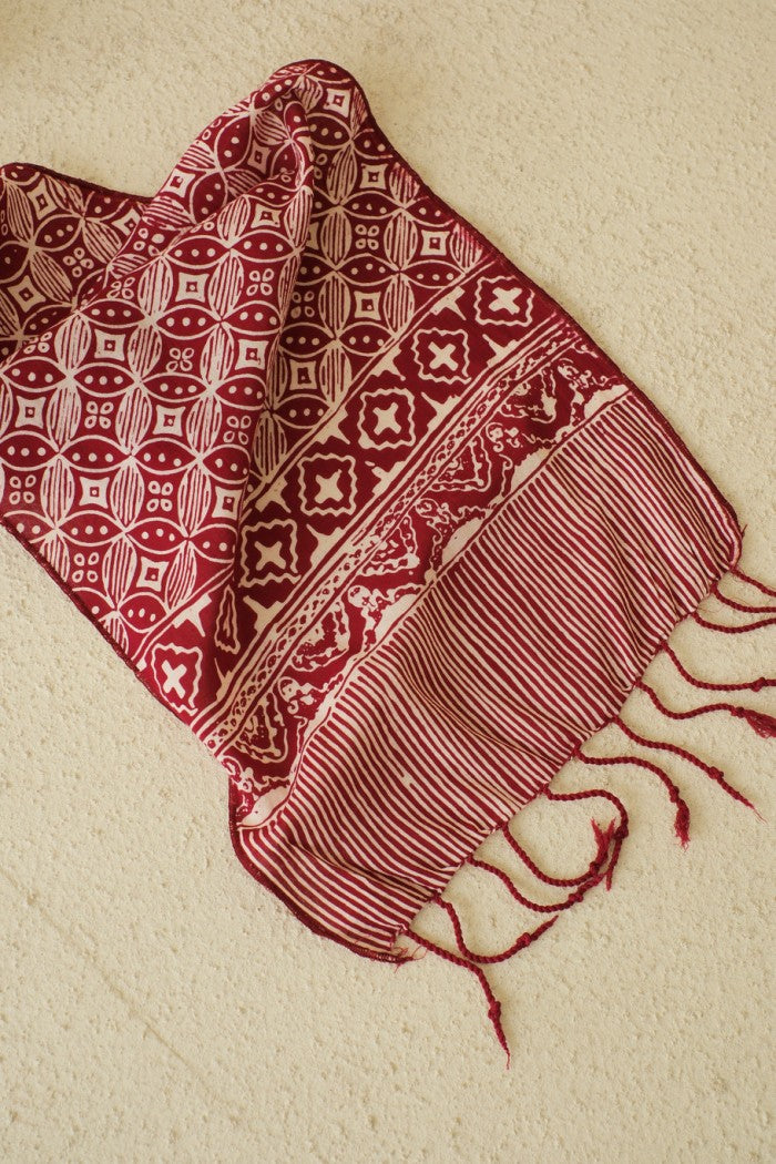 Scarf Batik TCN Kawung Bribil Maroon