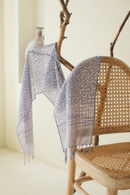Scarf Batik TCGR Kawung Bunga Grey