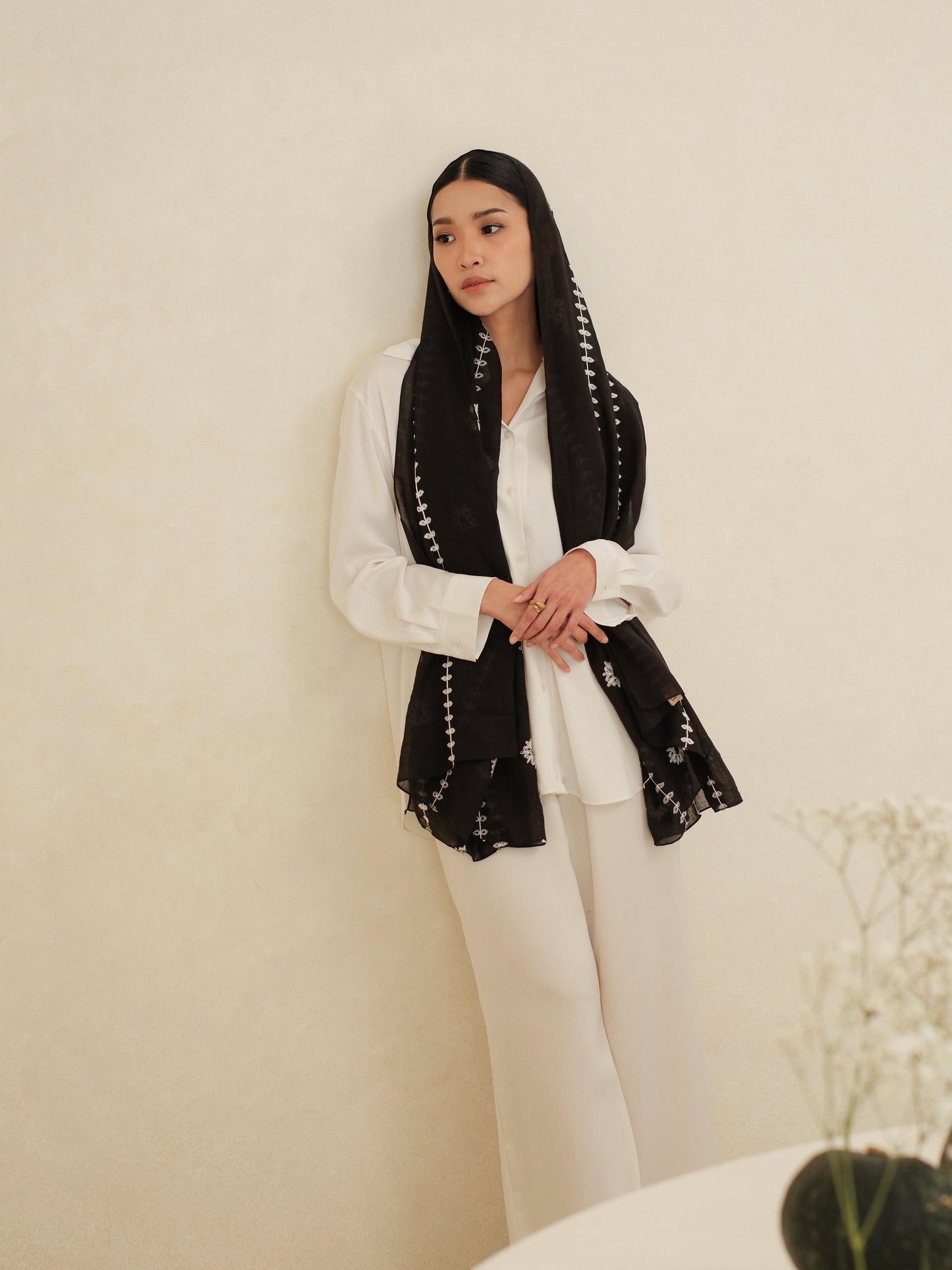 Noor in Black Shawl - Selendang Batik