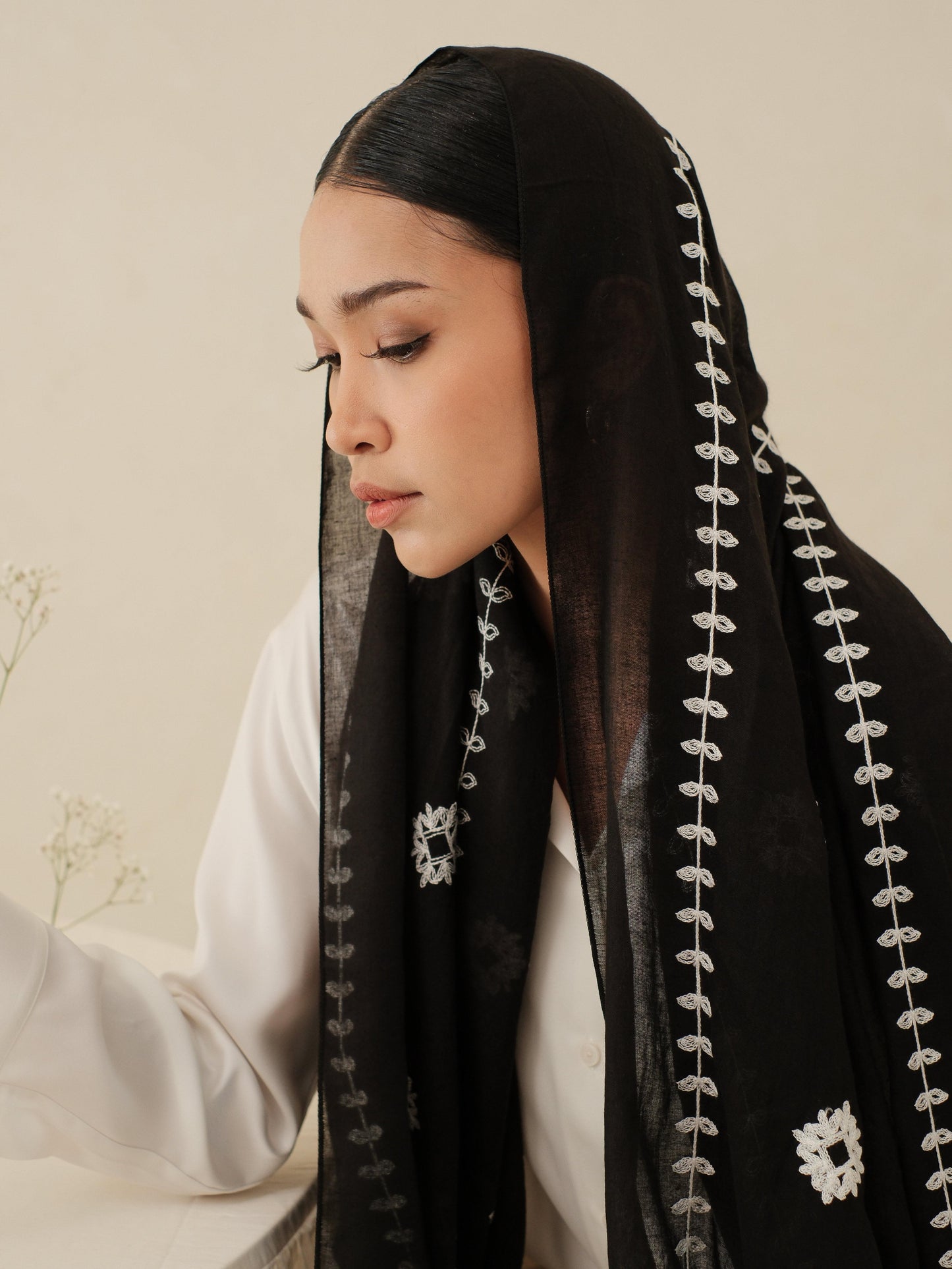 Noor in Black Shawl - Selendang Batik