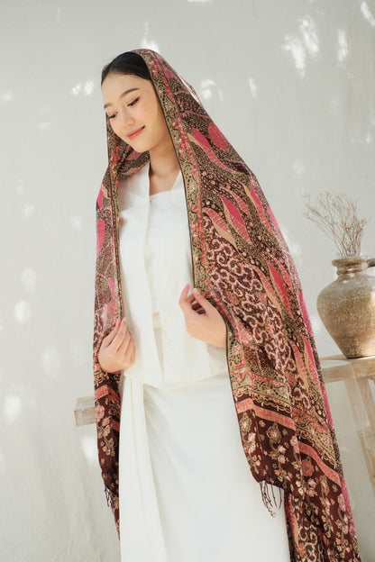 Selendang Sutra Batik Tulis - Sangga Langit - Pink