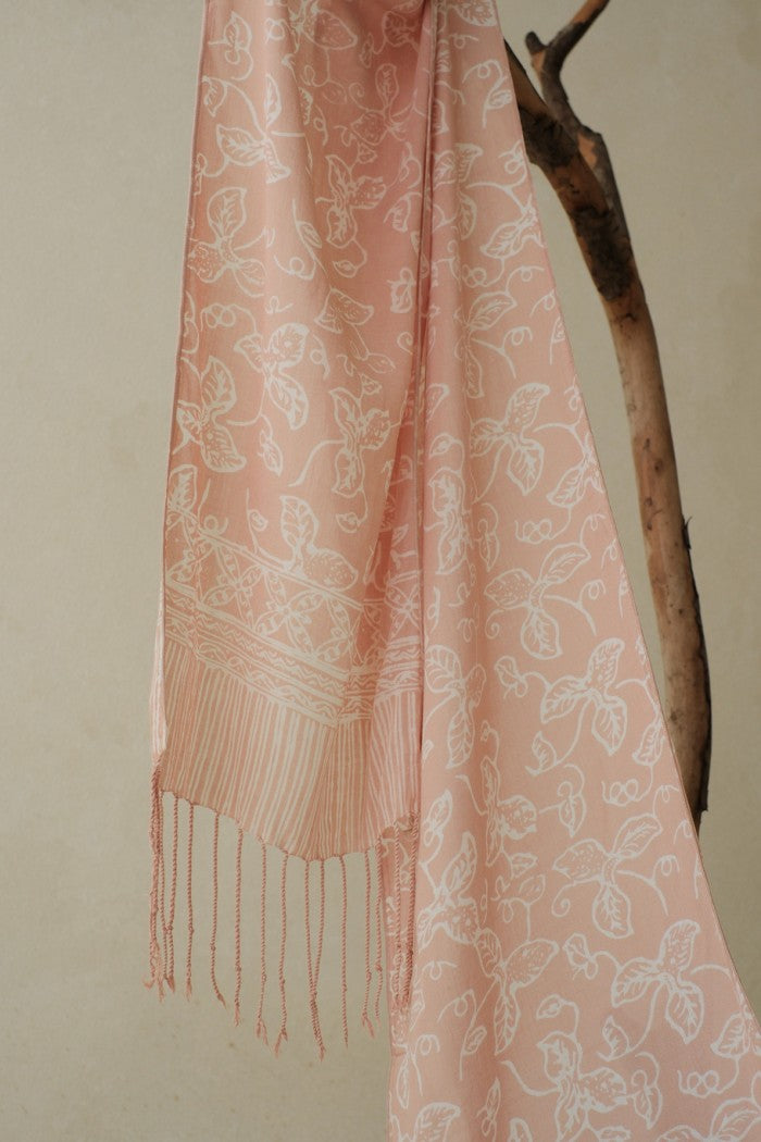 Scarf Batik TCL Daun Rambat Cream