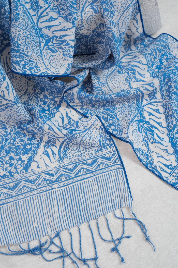 Scarf Batik TCB Parang Bunga Blue