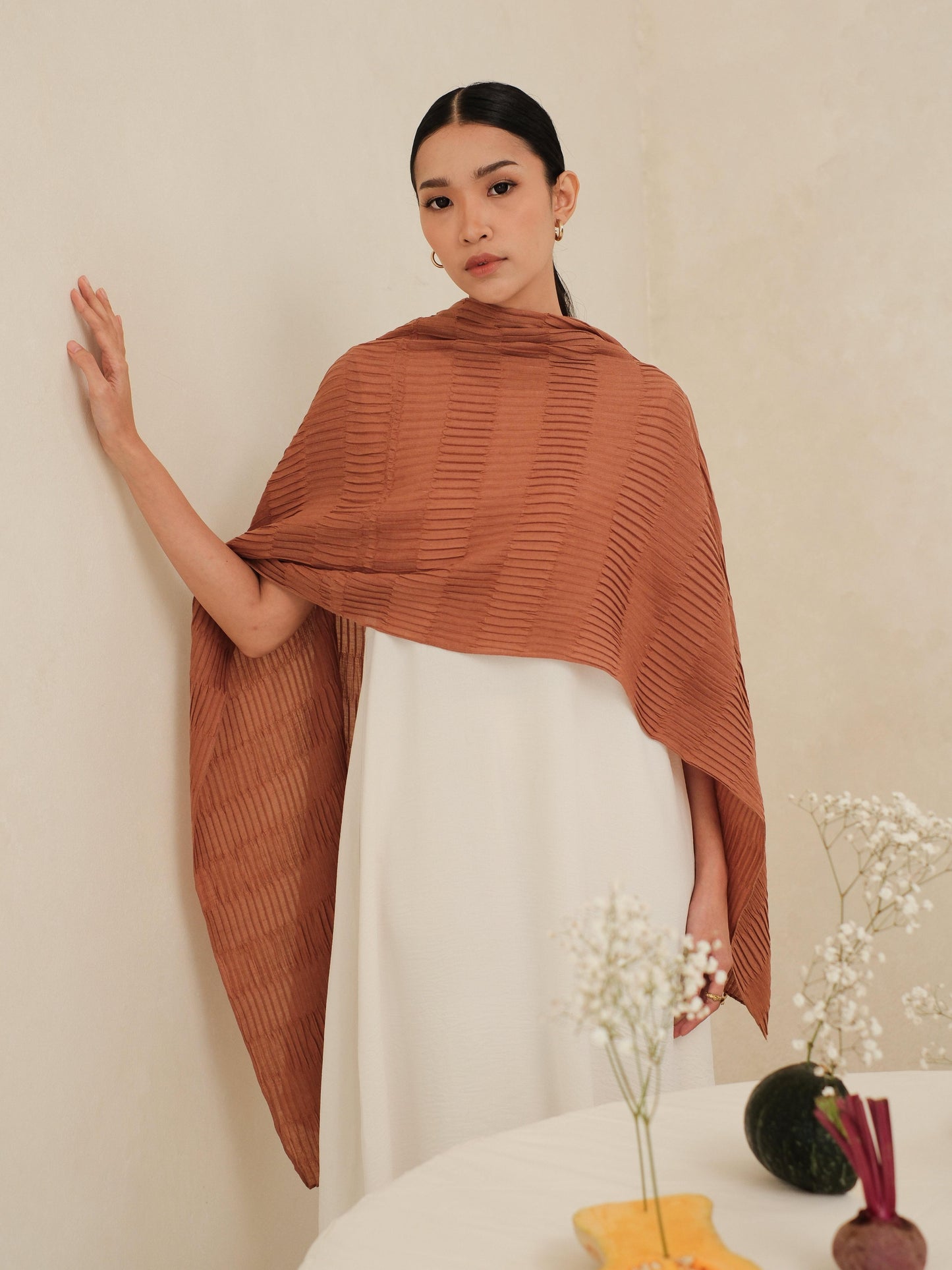 Safa in Brown Shawl - Selendang Batik