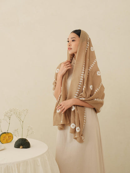 Noor in Brown Shawl - Selendang Batik