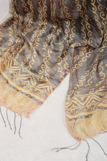 Syal Batik Sutra Parang Pamor - Grey - 45