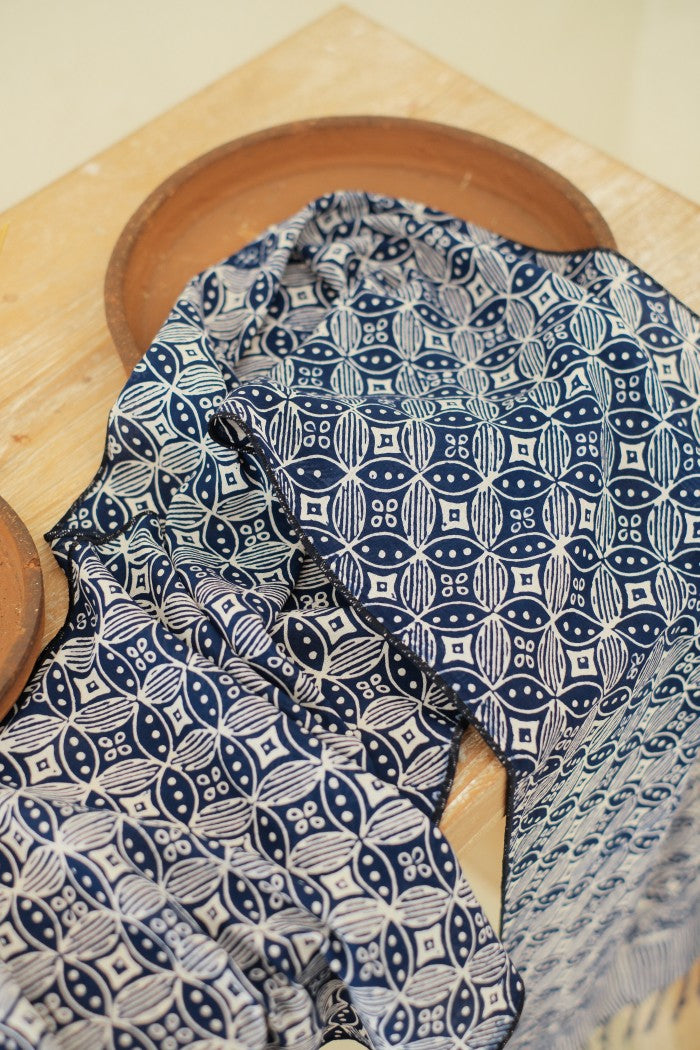 Scarf Batik TCC Kawung Bribil Blue