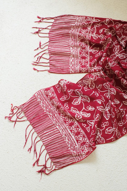 Scarf Batik TCN Daun Rambat Maroon