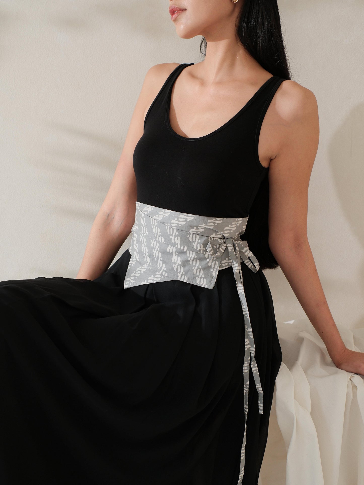 Tiara in Grey - Obi Belt Batik