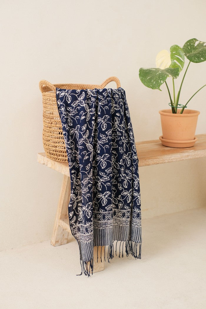 Selendang Batik TCC Daun Rambat Blue - 80