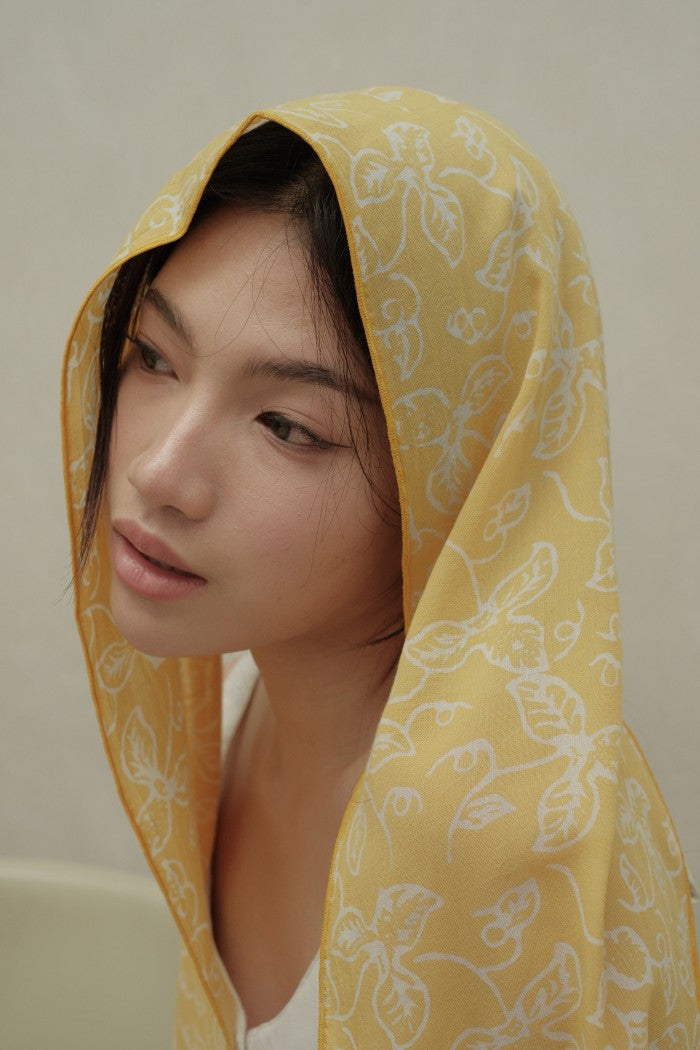Scarf Batik Daun Rambat - Yellow | TCK
