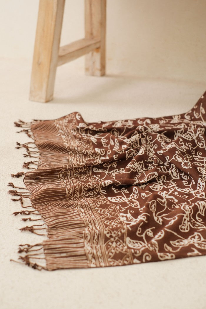 Selendang Batik TCR Daun Rambat Brown - 80