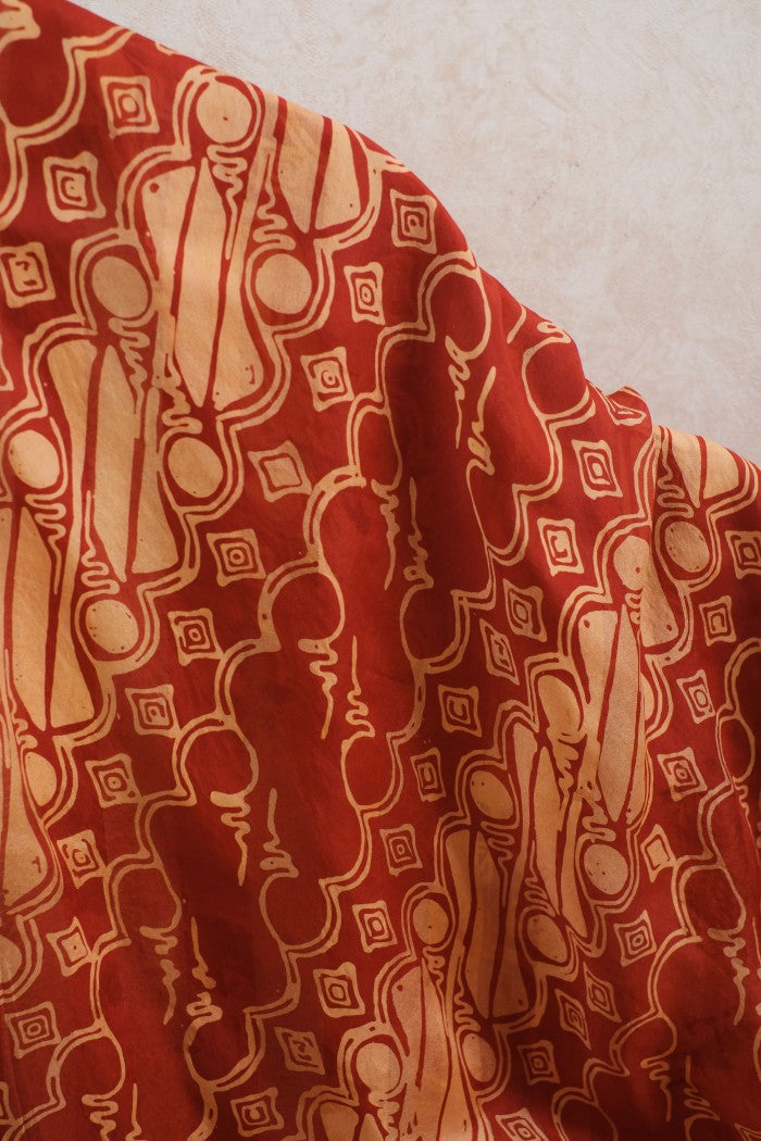 Syal Batik Sutra Parang Rusak Kombi - Red - 45