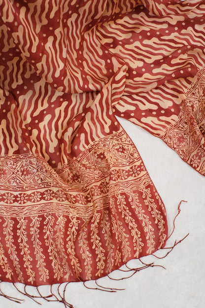 Syal Batik Sutra Parang Tuding - Red - 45